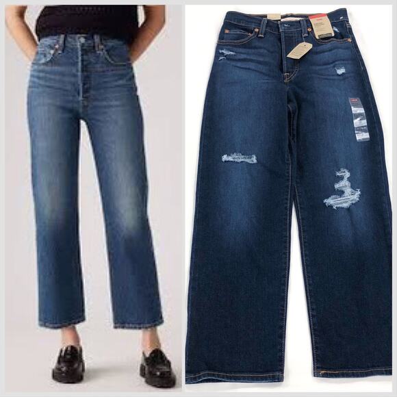 Levi's Denim - Levi's Ribcage High Rise Buttonfly Straight Ankle Jeans